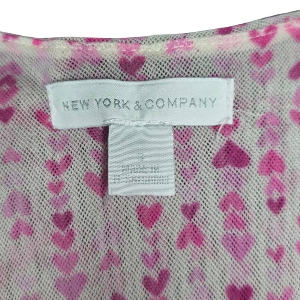 Vintage Y2K New York & Company Pink Heart Mesh Tank Top - Size S - Picture 4 of 5